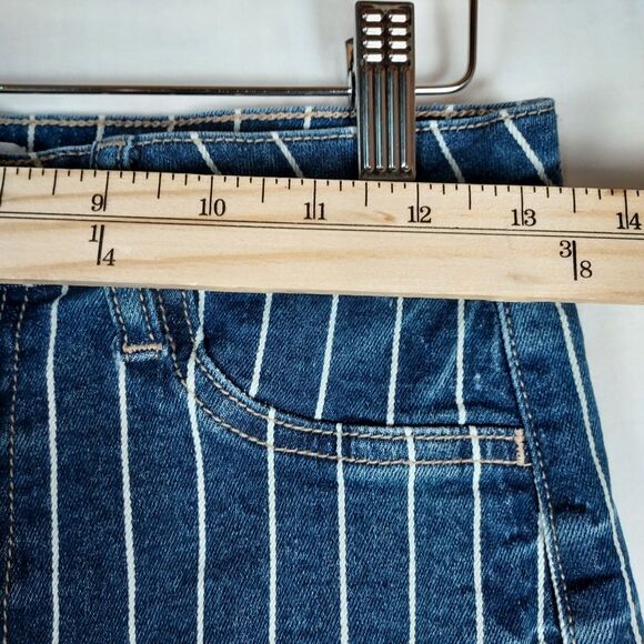 Cello Pinstripe Flare Jeans Women’s 7 Blue Denim Boho Y2K Raw Hem Stretch - Picture 8 of 11